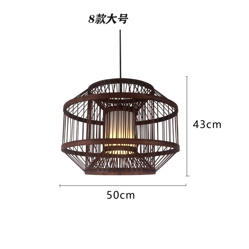 Bamboo woven bamboo art chandelier creative antique Japanese personality retro Zen tea house hotel restaurant box bed and breakfast chandelier