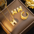 [titanium steel] electroplated zircon letter necklace women's earrings korean classyaccessible luxury collarbone chain earrings jewelry wholesale