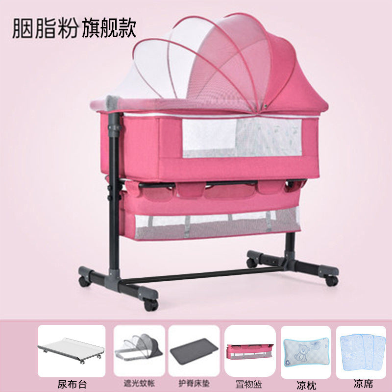 Baby crib newborn bed splicing large bed baby rocking bed bb children's bed cradle bed multifunctional movable foldable