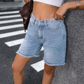 European and american cross-border e-commerce  independent store washed denim shorts with frayed edges and adjustable waist denim shorts