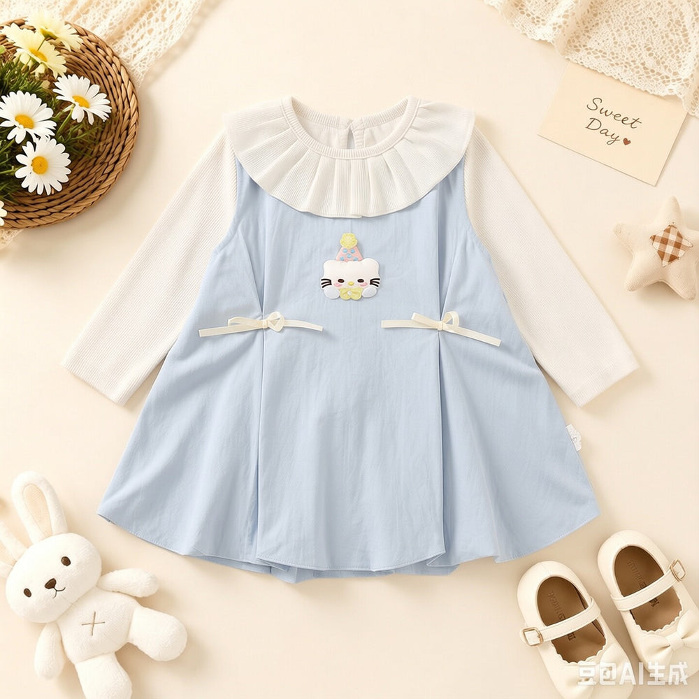 Girls' tulip dress - new summer collection: long-sleeved, sweet two-piece outfit for toddler girls, perfect for first birthday parties and summer wear