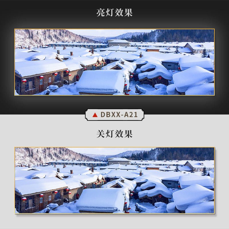 Farmyard Northeast Snow Scene Decorative Painting Rural Folk Scenery Wall Painting Iron Pot Stew Restaurant Light Box Hotel Hanging Painting