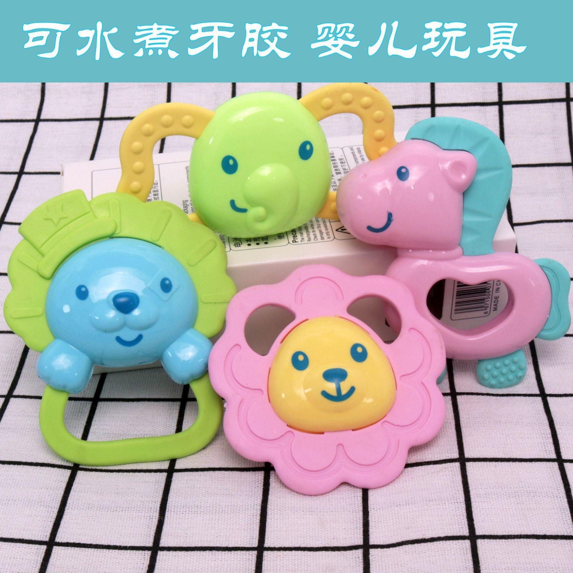 Factory direct sales baby animal head modeling toothpaste grinding teeth maternal and infant toys baby dolphin teeth biting glue soft rubber accessories