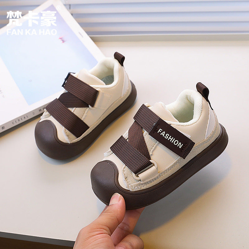 Vancahao kids' anti-kick casual shoes -  autumn new korean style boys' fashion sneakers - soft sole first walking shoes