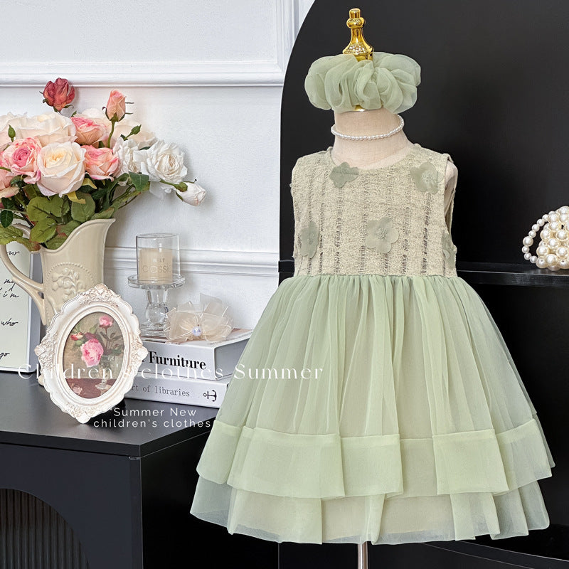 New girls' dresses: sweet princess style for kids, fresh and delicate tank dress for baby girls