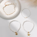 Fashion cross-border vacation style four-piece set shell anklet fashioncasual stacked multi-layered rice beads starfish braided anklet