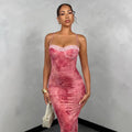 Amazon cross-border sexy printed lace slim-fit long tank dress - cross-border exclusive, ready stock, fully certified
