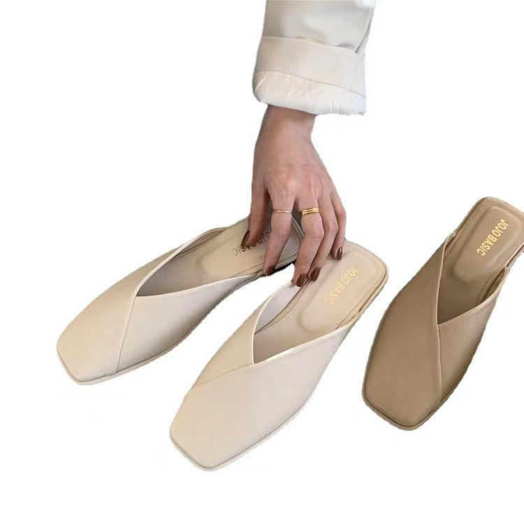 Women's slippers for outwear, 2023 new summer half slippers, women's shoes, fashion mules, internet celebrity sandals, ins trend