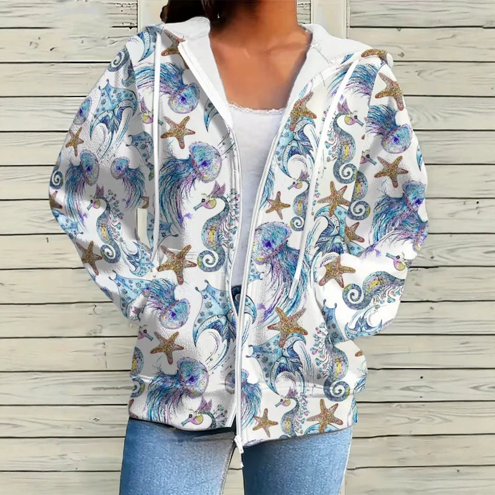 hot-selling plus-size women's zip-up hoodie, new casual long-sleeve hooded sweatshirt jacket, dropshipping available