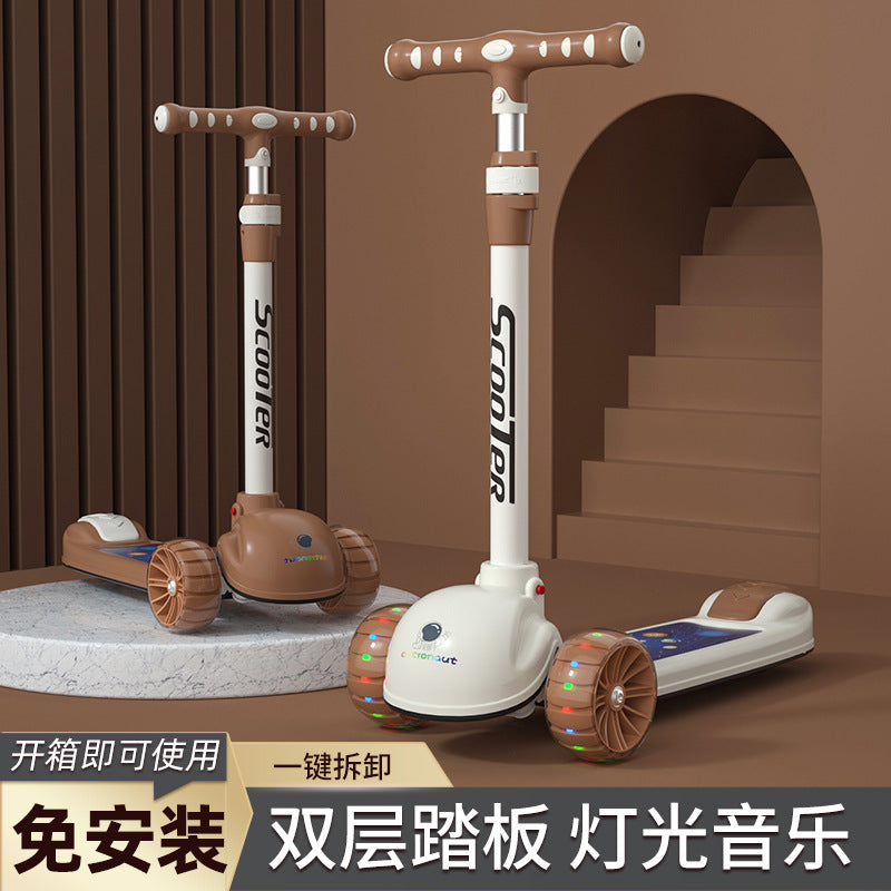 Children's scooter 3-in-1 foldable three-wheeled single bicycle with music flash baby children's scooter