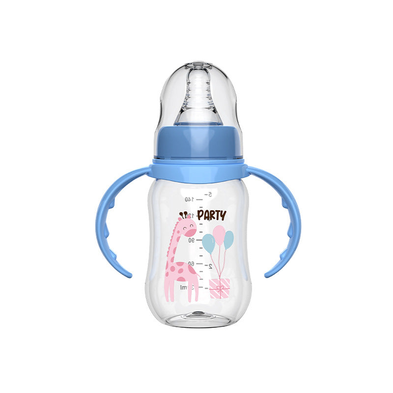 English boxed baby bottle, newborn anti-drop pp bottle, baby anti-choking and anti-flatulence with handle mark mouth bottle