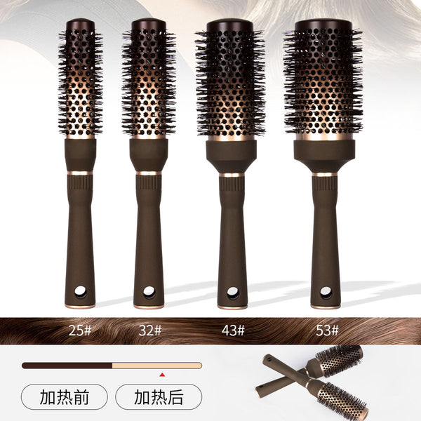 New two-color gradual change aluminum tube comb heating color curling comb ceramic round roller comb mane heat conducting comb hairdressing comb