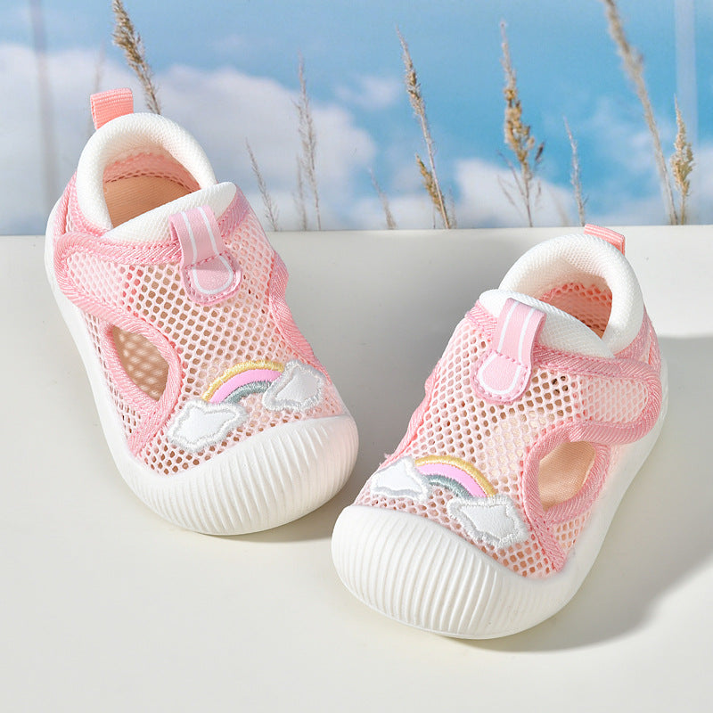 Baby sandals for boys, summer first walker shoes, 0-1-2 years old infant anti-slip soft sole mesh shoes for babies and toddlers, baby girl shoes