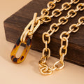 European and american cross-border trendy sweet & cool leopard print geometric pendant necklace fashionable individualistic multi-layered metal necklace set