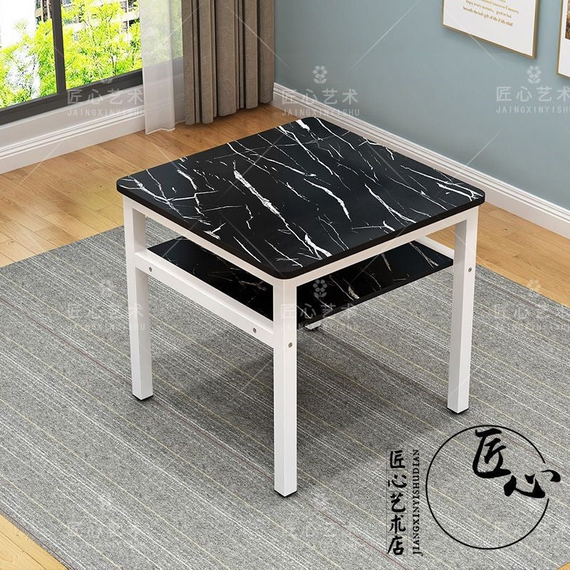Simple double-layer dining table and chair combination square table for homeeconomic small apartment dining table and chair fashion storage small table