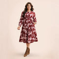 plus size plus size women's round neck printed garden skirt in stocknew arrival fat girl waist dress