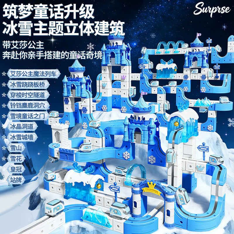 Beijies children's educational ice & snow electric train magic track car cube diy assembly track car toy