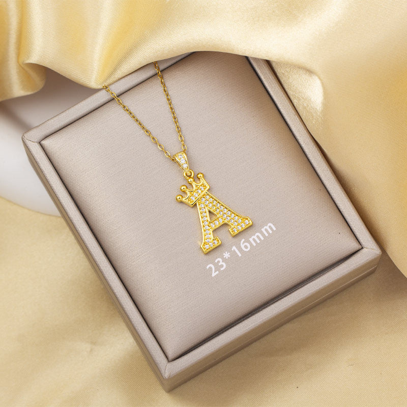 High-end letter layered necklace - 26 alphabet charms, cross-border bestseller, minimalist fashion, premium titanium steel jewelry