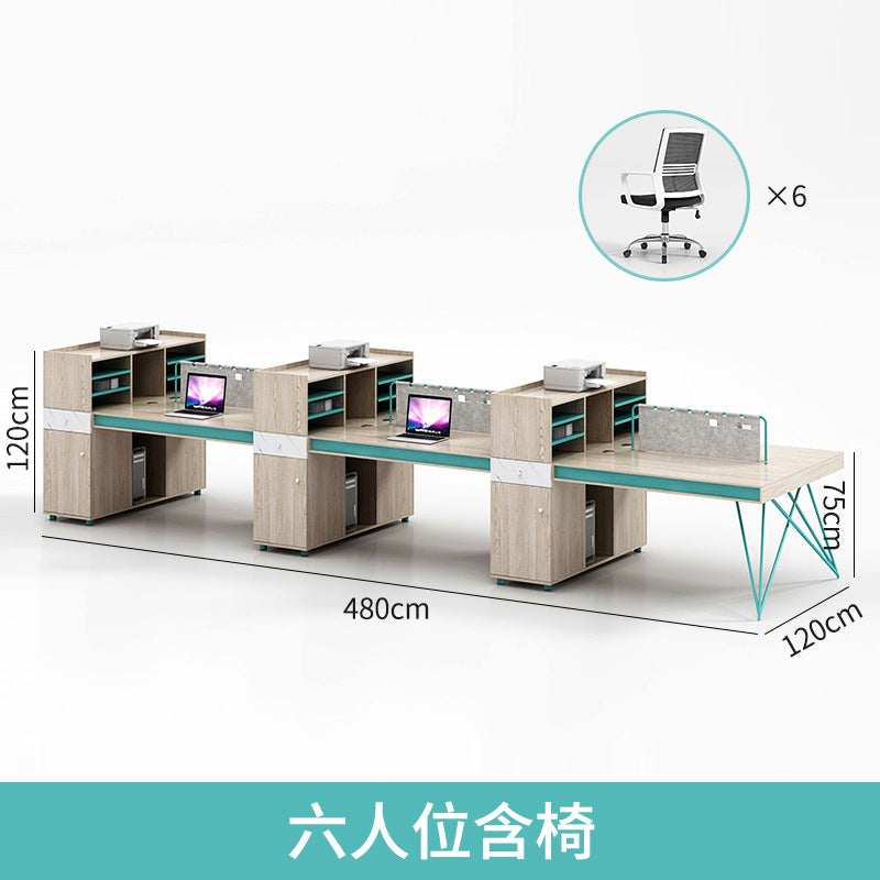 Saint li staff office desk - minimalist modern financial desk and chair set, computer desk, card slot, stylish employee office desk