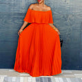 D3129  foreign trade women's summer new sexy off-the-shoulder pleated dress european and american style dress