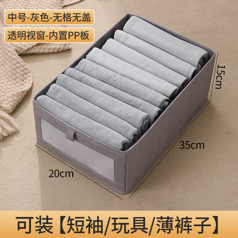 Fabric windowable cotton and linen storage box wardrobe storage finishing large clothes storage box toys foldable wholesale