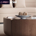 Italian small apartment modern living room casual round petals classy walnut combination for home solid wood slate coffee table