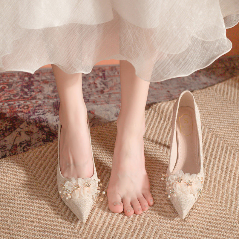French pearl platform pointed-toe high heels - 2025 new collection: wedding, engagement, everyday wear, petite-friendly, chunky sole, stiletto heel