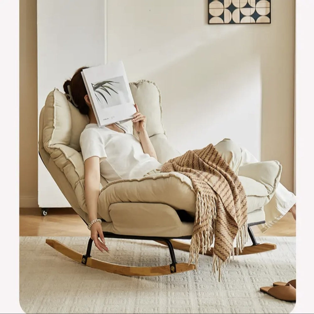 Cream style rocking chair small apartment sitting and sleeping dual-purpose lazy sofa lounge chair balcony sun chair