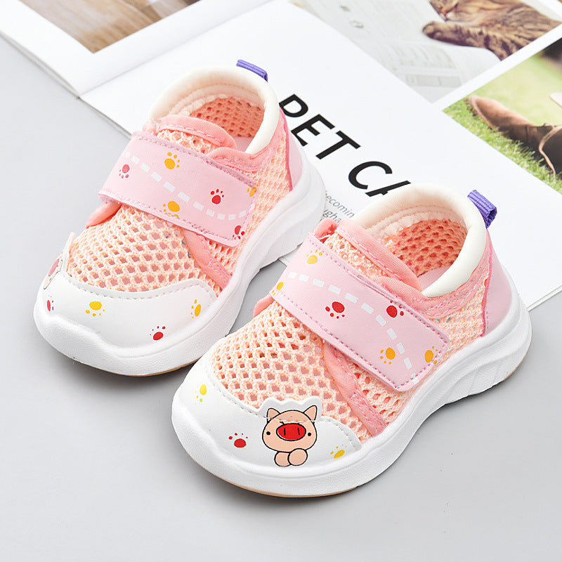 Kids' spring/autumn  collection: girls' breathable soft-soled baby shoes, boys' athletic shoes, and first walker shoes