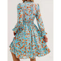 Shipped: new cross-border e-commerce floral patchwork long-sleeved dress for women, perfect for