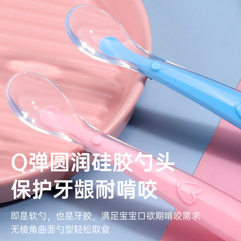 Factory custom baby silicone spoon baby silicone soft spoon newborn food supplement spoon soft head spoon child feeding tableware