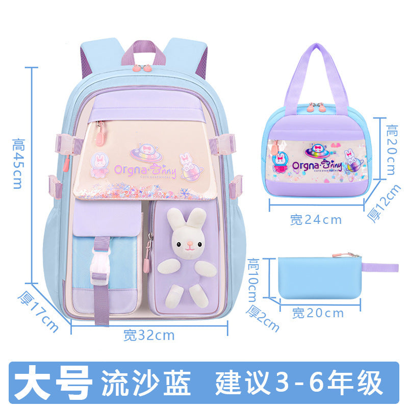quicksand children's schoolbag for elementary school girls grades 1-3-6 cute princess reducing the burden backpack wholesale