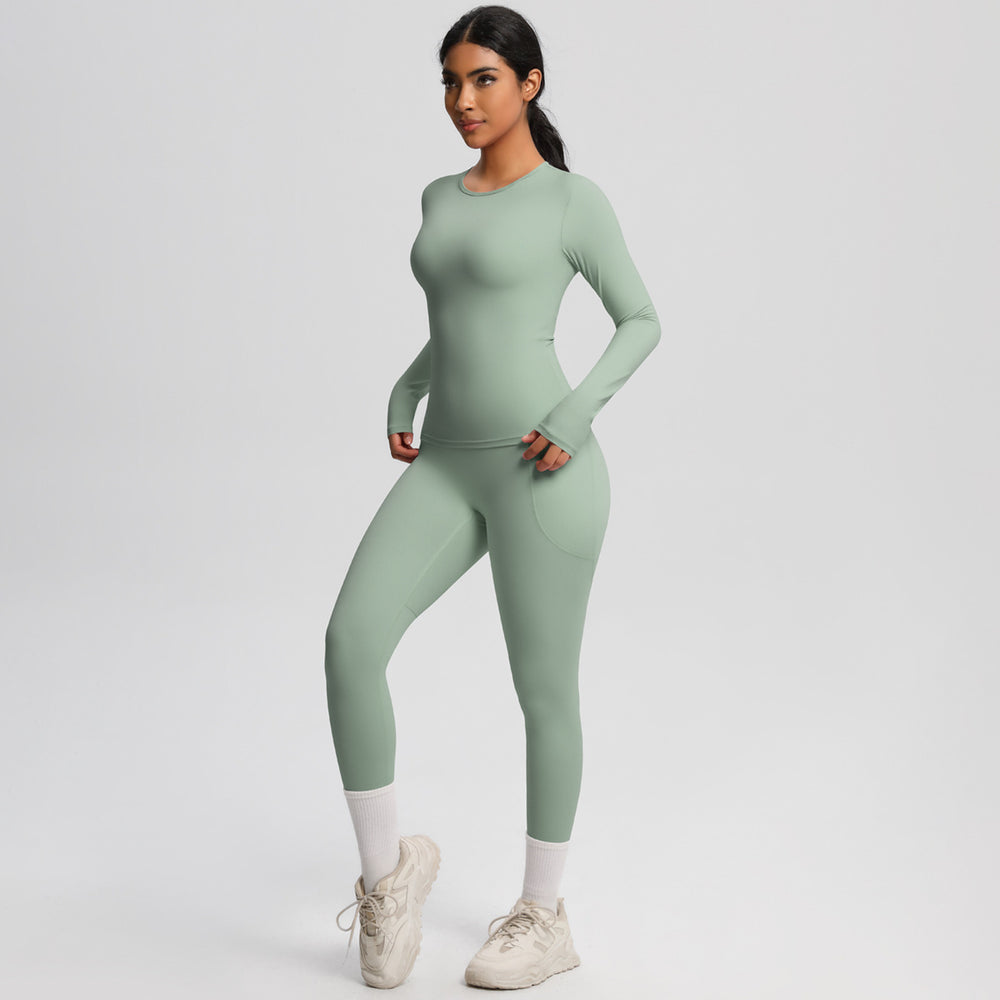 new arrival: tight-fitting long sleeve yoga set - high-waisted butt-lifting yoga pants for outdoor running and fitness