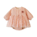 Spring & fall full moon baby girl sweetelegant double-layer one-piece hoodie, western-style princess, 100-day baby outing romper