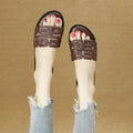 Summer women's fashion sandals - versatile slip-ons, flat heel, round toe, perfect for outdoor wear
