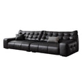 Italian normcore big black bear sofa living room genuine leather sofa first layer cowhide high back black leather sofa