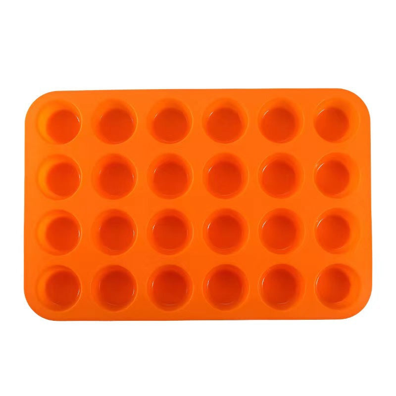 Silicone mini 24-cavity cake mold, perforated round muffin cup baking pan, diy jelly making baking tool