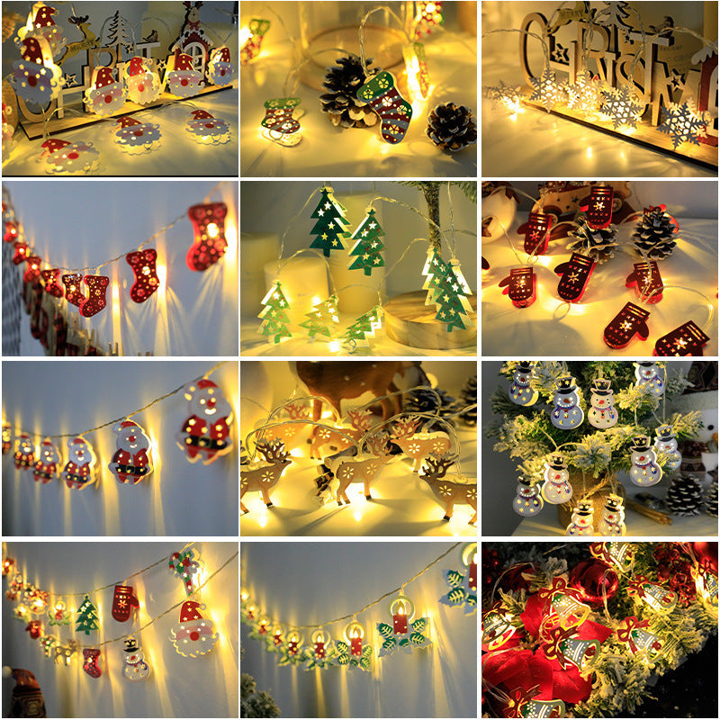 Christmas wrought iron Santa Claus LED light string deer Christmas tree mix and match Christmas elements ambient lights decorative lights
