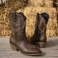 Western cowboy boots women's  embroidered chunky heel mid-calf boots new retro cross-border foreign trade plus size equestrian boots wholesale