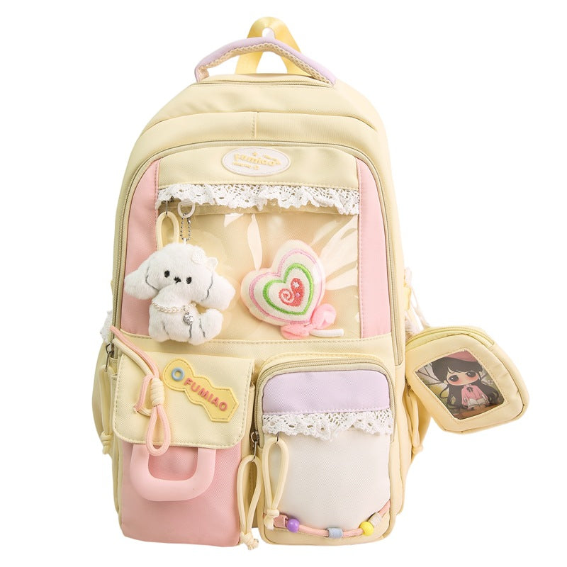 School season student schoolbag Korean college style large-capacity high school student backpack cute multi-compartment transparent backpack