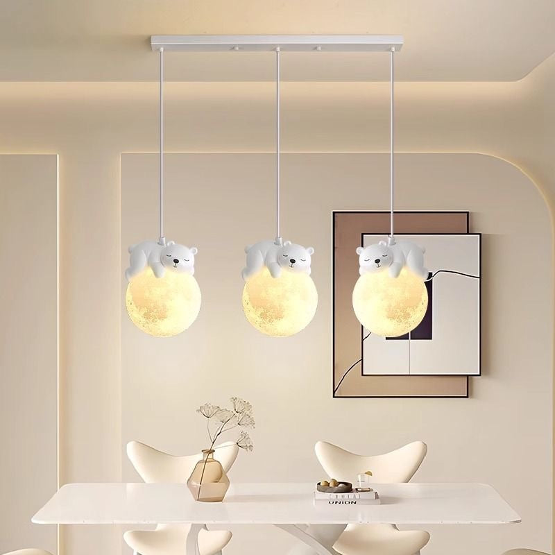 Modern minimalist panda cream style pendant light - three-light luxury dining table, dining room, bedroom cute ambiance pumpkin small pendant lamp
