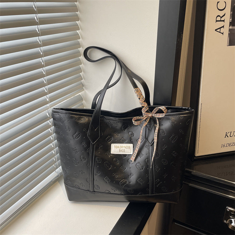 Large capacity printed tote bag for women, 2026 new style minimalist shoulder bag, korean style cute women's bag, commuter underarm bag