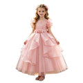 New arrival: flutter sleeve children's formal dress - floral princess gown for flower girls & party events