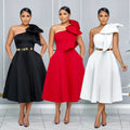C7011 cross-border   independent station fashion women's solid color sexy formal dress new