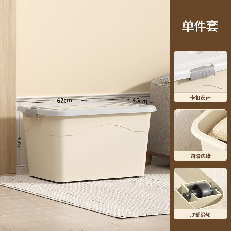 New Plastic Storage Box Cream Wind Large Capacity Extra Large Household Student Books Clothes Quilts Household Organizing Box