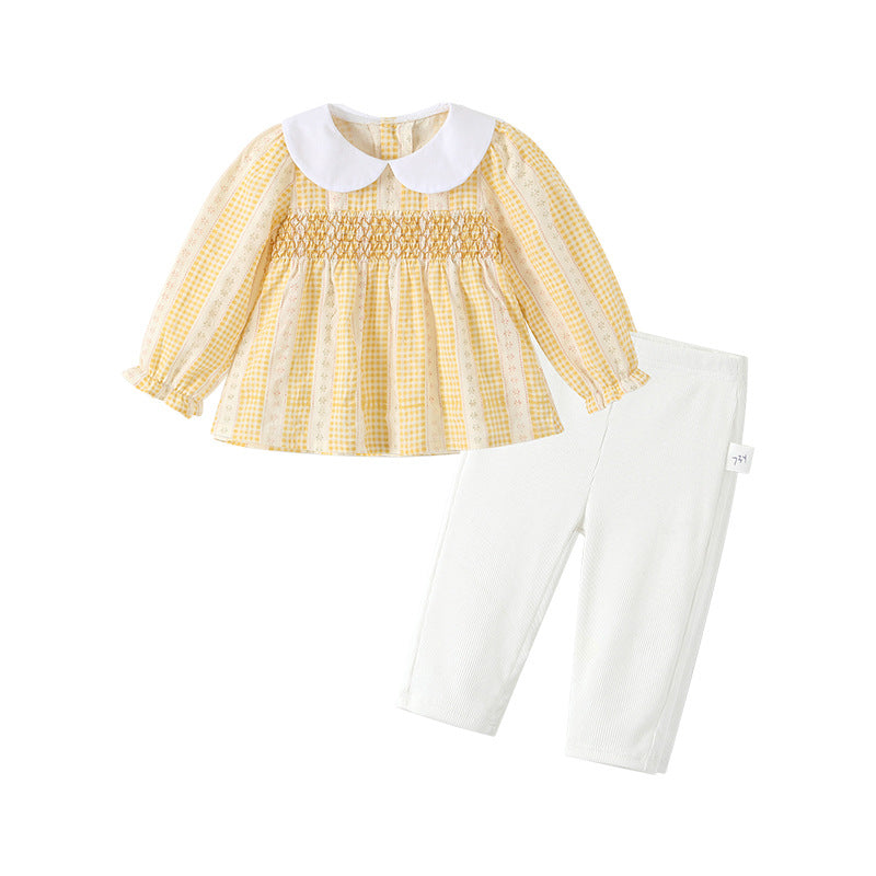 Girls' autumn outfit set  new style baby girl clothes long sleeve two-piece set infant and toddler chic spring and autumn children's clothing