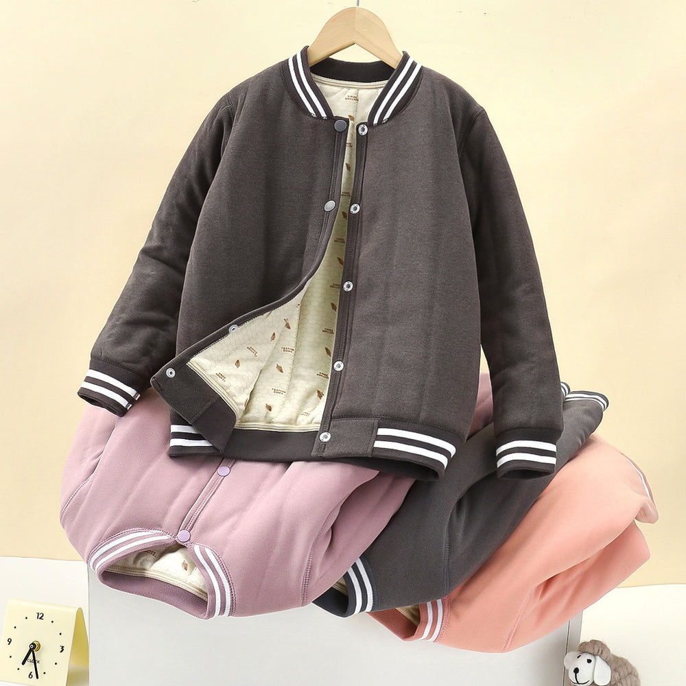 New winter quilted silk-padded baseball jacket: thickened, wearable as outerwear or inner layer, perfect for school uniforms, warm and cozy for boys and girls