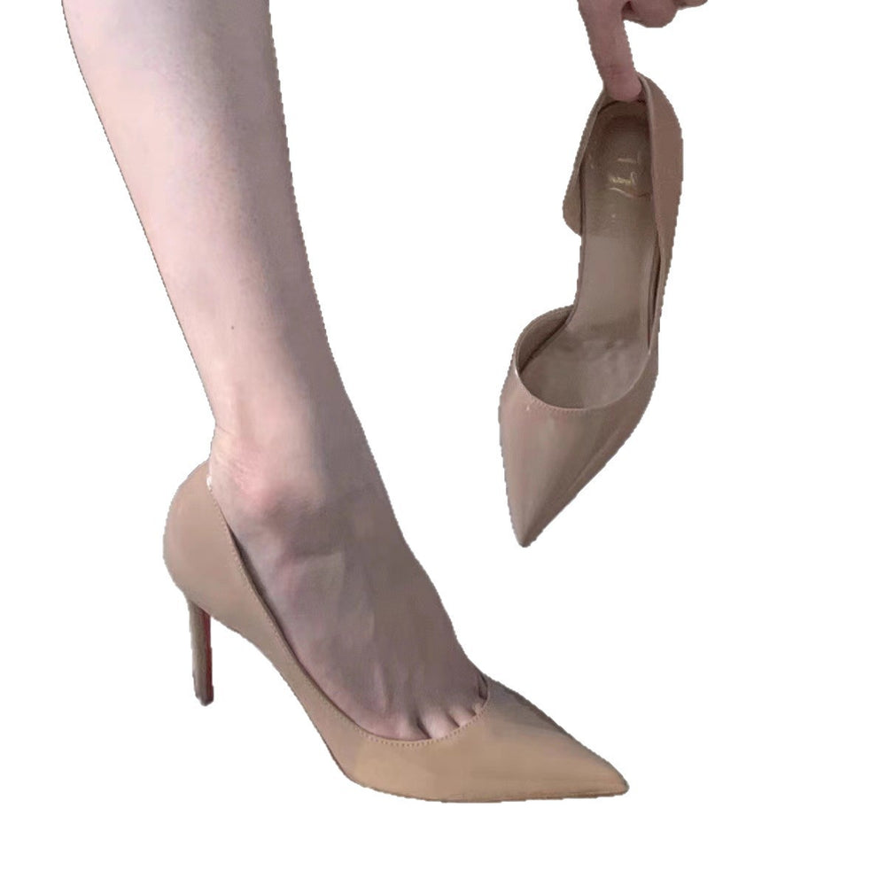 High heels bed flirting new arrival royal sister high heels sexy women's black pure desire thin heel red bottom easiest for match flats