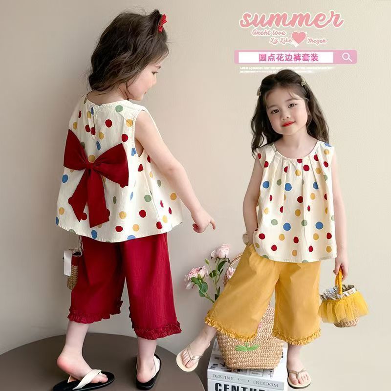 Girls' fashion set - summer  new arrival: baby bowknot tank top & stylish two-piece outfit for little girls