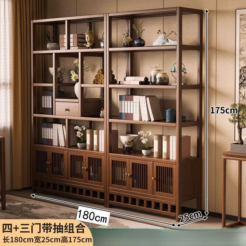 New chinoiserie bogu rack non-solid wood tea cabinet rack living room storage rack multi-layer display rack tea rack rack bamboo